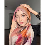 Watercolour Floral Hijab - Soft Chiffon Blend